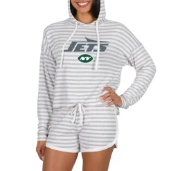 Underwear & Sleepwear^New York Jets Women's Concepts Sport Cream Visibility Long Sleeve Hoodie T-Shirt & Shorts Set