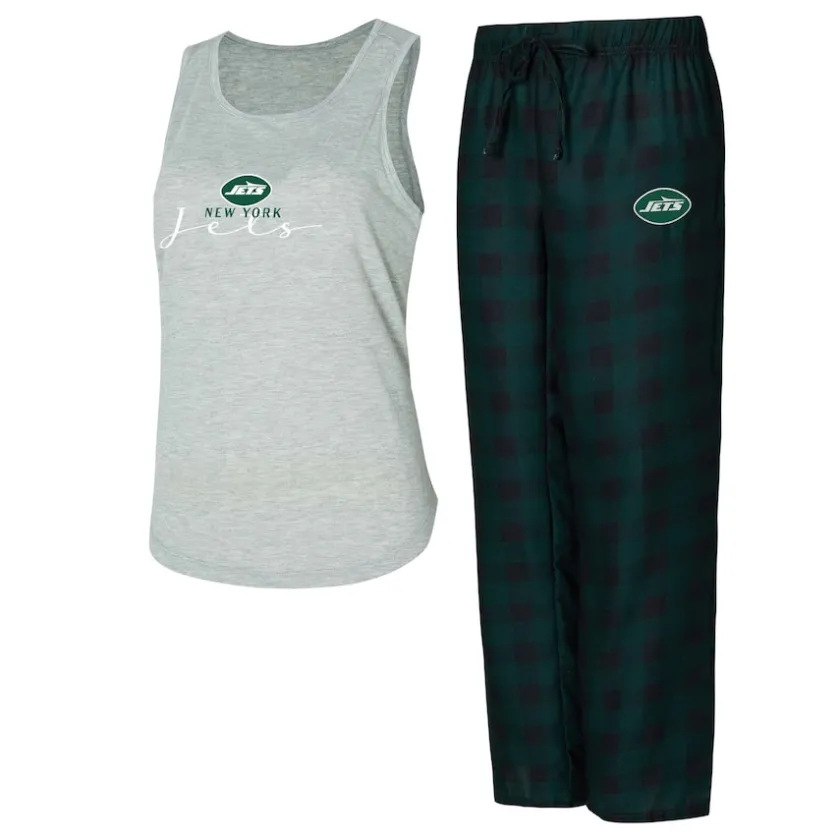 Underwear & Sleepwear^New York Jets Women's Concepts Sport Gray/Green Petition Tank Top And Pants Sleep Set
