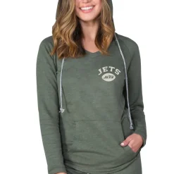 Jackets^New York Jets Women's Concepts Sport Green Mainstream Terry Tri-Blend V-Neck Pullover Hoodie