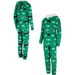 Underwear & Sleepwear^New York Jets Women's Concepts Sport Kelly Green Throwback Roadway Allover Print Microfleece Full-Zip Union Suit
