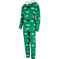 Underwear & Sleepwear^New York Jets Women's Concepts Sport Kelly Green Throwback Roadway Allover Print Microfleece Full-Zip Union Suit