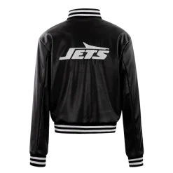 Jackets^New York Jets Women's Cuce Black Vegan Leather Full-Snap Jacket