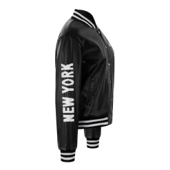 Jackets^New York Jets Women's Cuce Black Vegan Leather Full-Snap Jacket