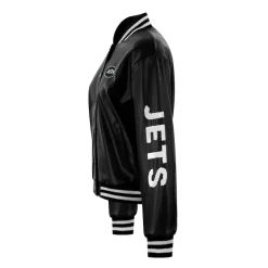Jackets^New York Jets Women's Cuce Black Vegan Leather Full-Snap Jacket