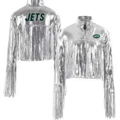 Jackets^New York Jets Women's Cuce Silver Sequin Fringe Blazer