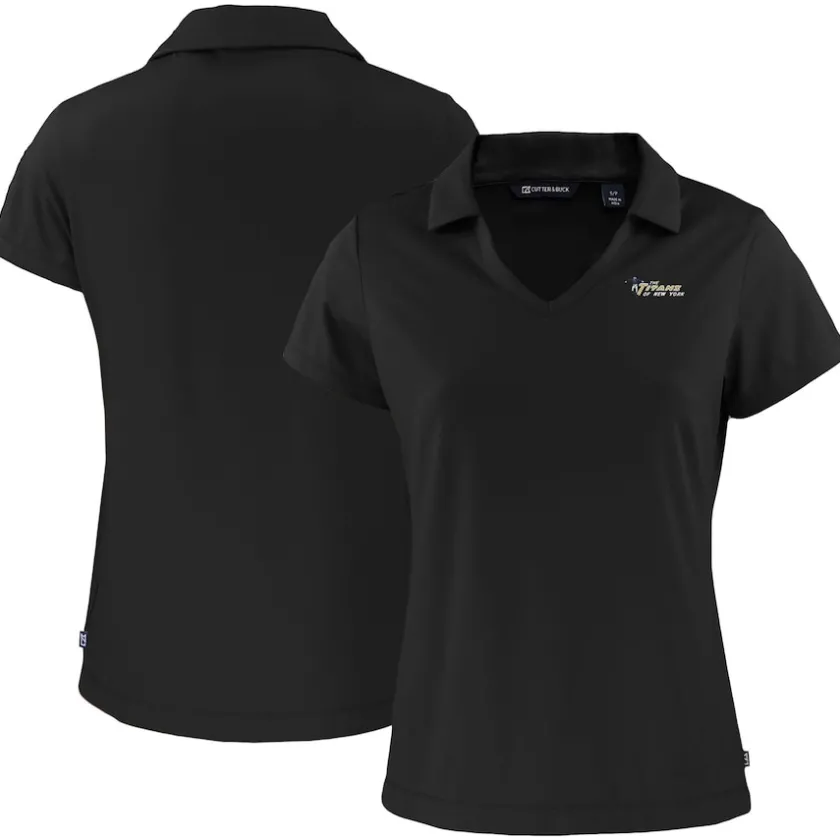 Polos^New York Jets Women's Cutter & Buck Black Throwback Daybreak Eco Recycled V-Neck Polo