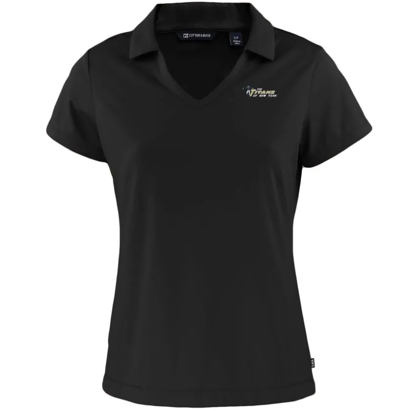 Polos^New York Jets Women's Cutter & Buck Black Throwback Daybreak Eco Recycled V-Neck Polo
