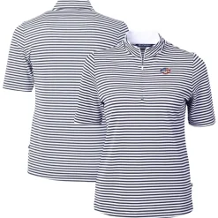 Sweaters & Dress Shirts^New York Jets Women's Cutter & Buck Navy DryTec Virtue Eco Pique Stripe Recycled Polo