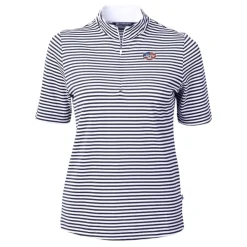 Sweaters & Dress Shirts^New York Jets Women's Cutter & Buck Navy DryTec Virtue Eco Pique Stripe Recycled Polo