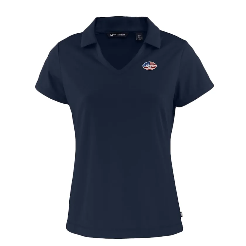Polos^New York Jets Women's Cutter & Buck Navy Daybreak Eco Recycled V-neck Polo
