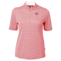 Sweaters & Dress Shirts^New York Jets Women's Cutter & Buck Red DryTec Virtue Eco Pique Stripe Recycled Polo