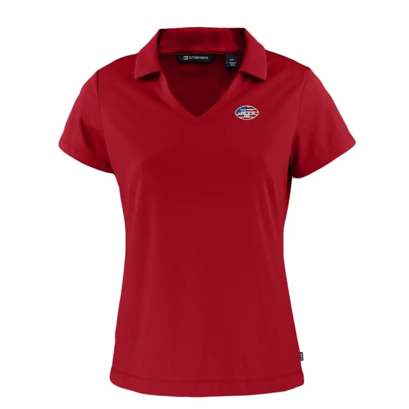 Polos^New York Jets Women's Cutter & Buck Red Daybreak Eco Recycled V-neck Polo