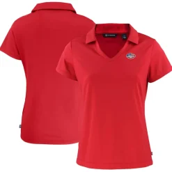 Polos^New York Jets Women's Cutter & Buck Red Daybreak Eco Recycled V-neck Polo