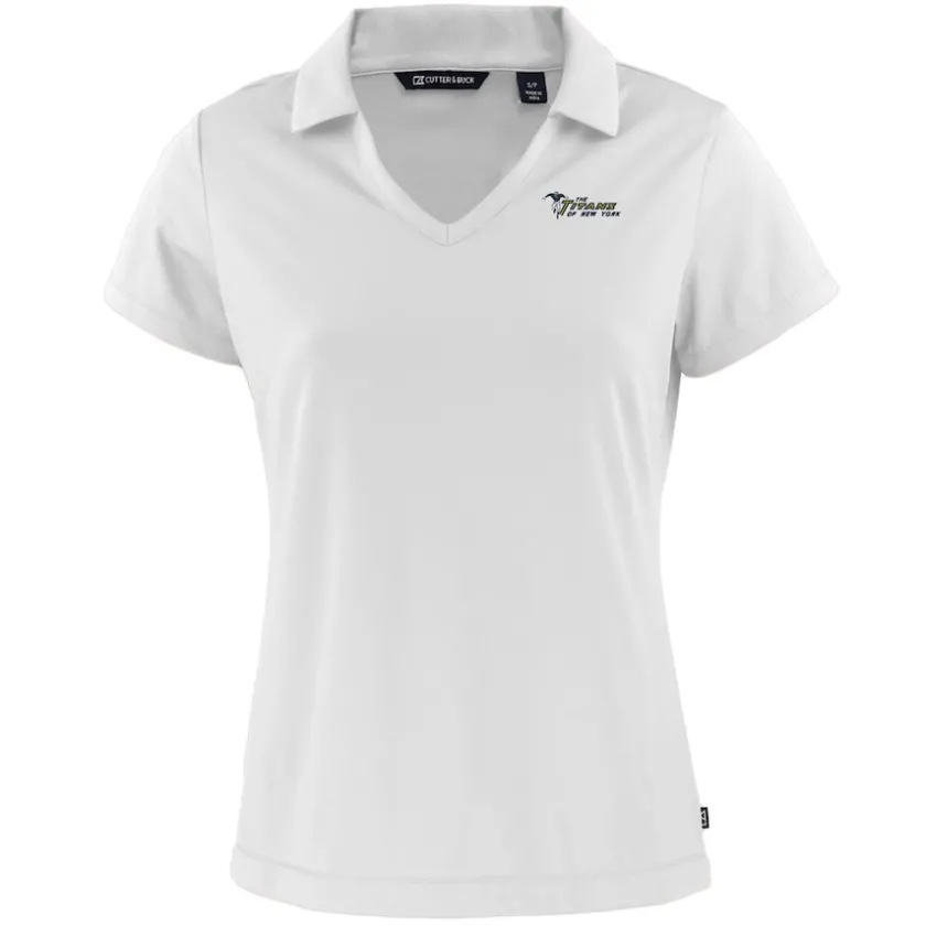 Polos^New York Jets Women's Cutter & Buck White Throwback Daybreak Eco Recycled V-Neck Polo