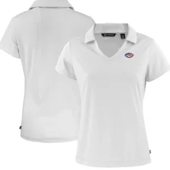 Polos^New York Jets Women's Cutter & Buck White Daybreak Eco Recycled V-neck Polo