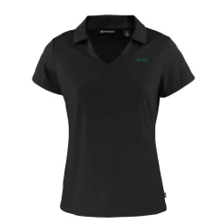 Polos^New York Jets Women's Cutter & Buck Black Primary Logo Daybreak Eco Recycled V-Neck Polo