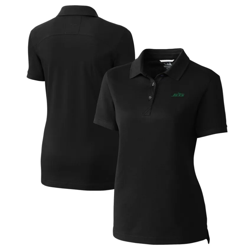 Polos^New York Jets Women's Cutter & Buck Black Primary Logo DryTec Advantage Tri-Blend Pique Polo