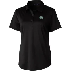 Polos^New York Jets Women's Cutter & Buck Black Prospect Textured Stretch Polo
