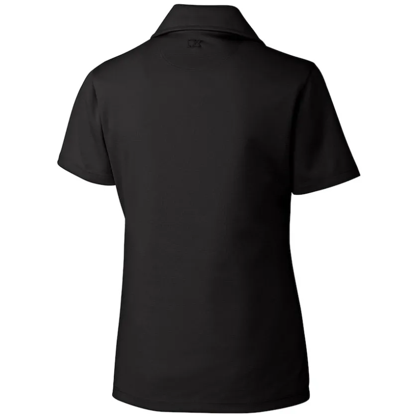 Polos^New York Jets Women's Cutter & Buck Black Throwback Logo Genre DryTec Textured Polo