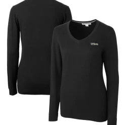 Sweaters & Dress Shirts|Sweaters^New York Jets Women's Cutter & Buck Black Throwback Logo Lakemont Tri-Blend V-Neck Sweater