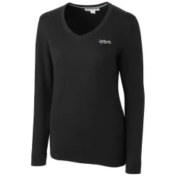 Sweaters & Dress Shirts|Sweaters^New York Jets Women's Cutter & Buck Black Throwback Logo Lakemont Tri-Blend V-Neck Sweater
