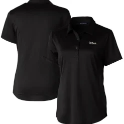 Polos^New York Jets Women's Cutter & Buck Black Throwback Logo Prospect Textured Stretch Polo