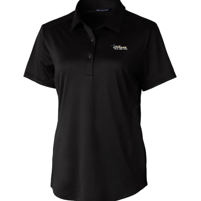 Polos^New York Jets Women's Cutter & Buck Black Throwback Logo Prospect Textured Stretch Polo