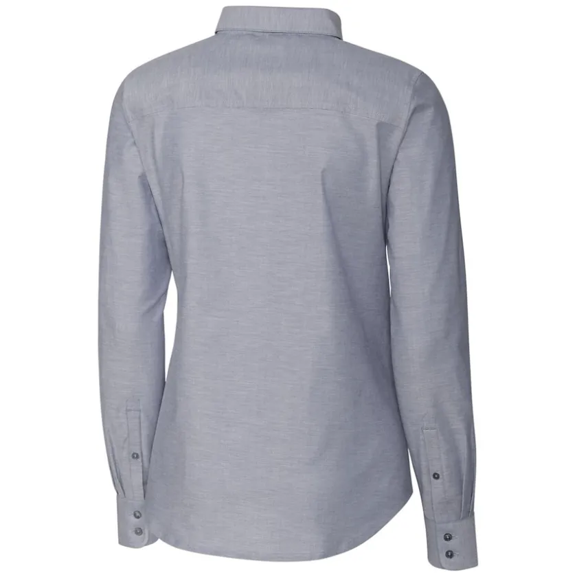Sweaters & Dress Shirts^New York Jets Women's Cutter & Buck Charcoal Throwback Logo Oxford Stretch Long Sleeve Button-Up Shirt
