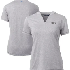 Sweaters & Dress Shirts^New York Jets Women's Cutter & Buck Heather Gray Throwback Logo Forge Blade V-Neck Polo