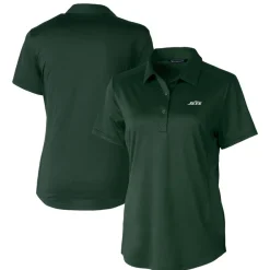 Polos^New York Jets Women's Cutter & Buck Hunter Green Primary Logo Prospect Eco Textured Stretch Recycled Polo