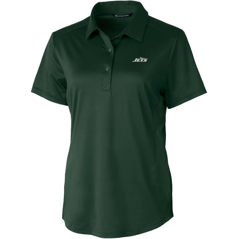 Polos^New York Jets Women's Cutter & Buck Hunter Green Primary Logo Prospect Eco Textured Stretch Recycled Polo