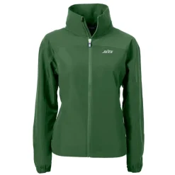 Jackets^New York Jets Women's Cutter & Buck Hunter Green Primary Logo Charter Eco Recycled Full-Zip Jacket