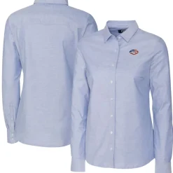 Sweaters & Dress Shirts^New York Jets Women's Cutter & Buck Light Blue Oxford Stretch Long Sleeve Button-Up Shirt