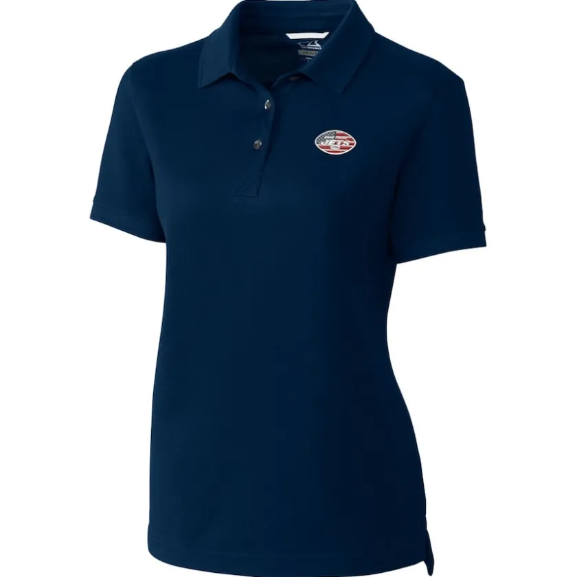 Polos^New York Jets Women's Cutter & Buck Navy Advantage DryTec Tri-Blend Pique Polo