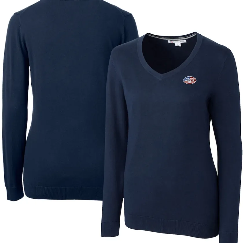 Sweaters & Dress Shirts|Sweaters^New York Jets Women's Cutter & Buck Navy Lakemont Tri-Blend V-Neck Sweater