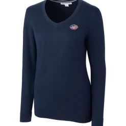 Sweaters & Dress Shirts|Sweaters^New York Jets Women's Cutter & Buck Navy Lakemont Tri-Blend V-Neck Sweater