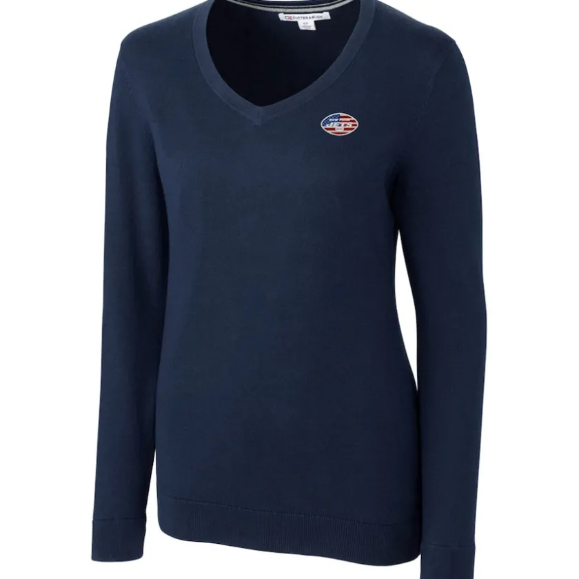 Sweaters & Dress Shirts|Sweaters^New York Jets Women's Cutter & Buck Navy Lakemont Tri-Blend V-Neck Sweater