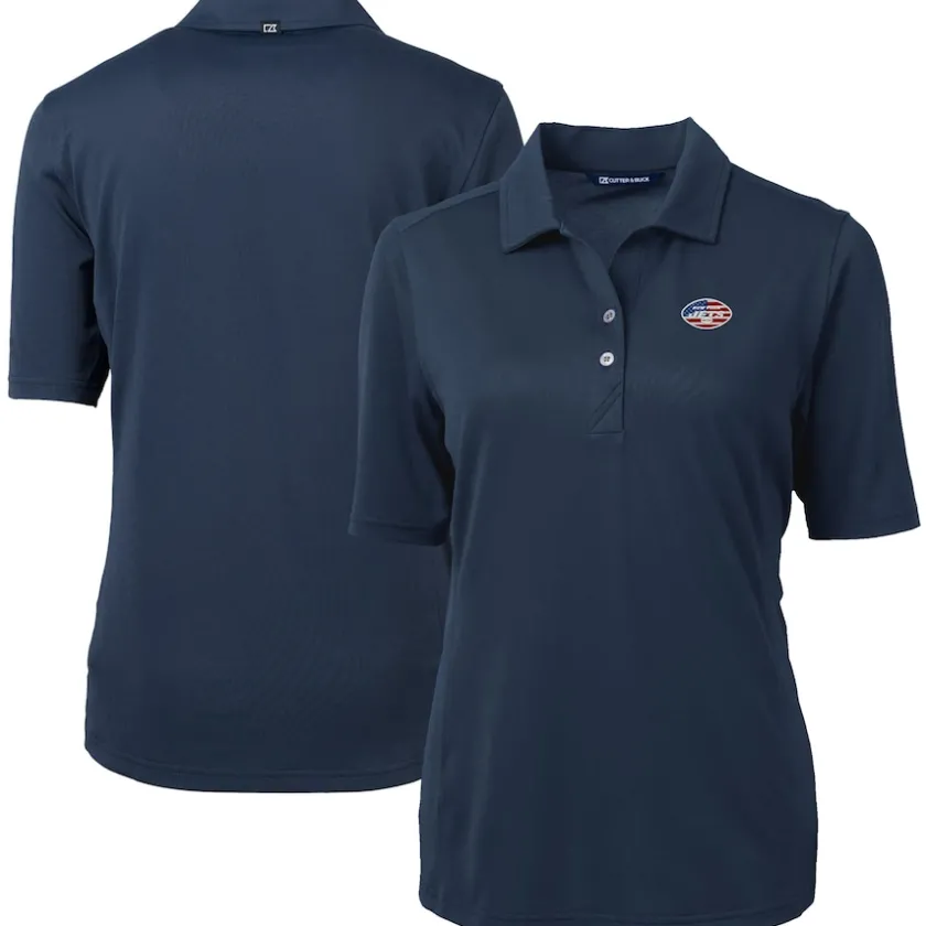 Polos^New York Jets Women's Cutter & Buck Navy Virtue Eco Pique Recycled Polo