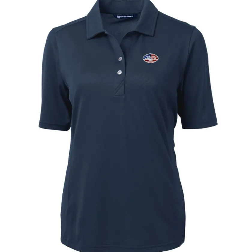Polos^New York Jets Women's Cutter & Buck Navy Virtue Eco Pique Recycled Polo