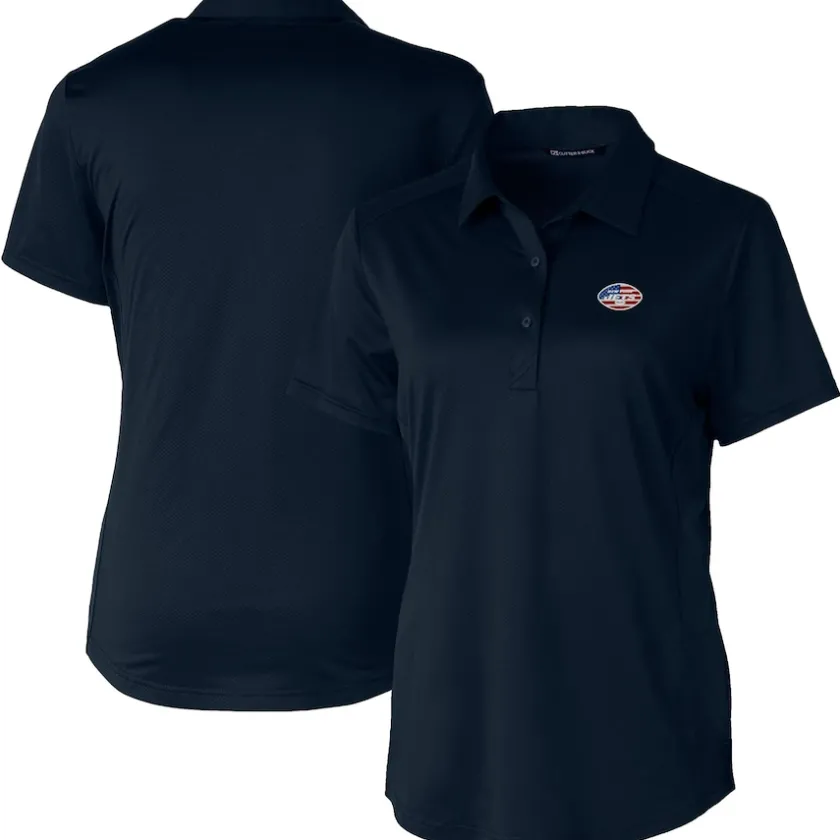 Polos^New York Jets Women's Cutter & Buck Navy Americana Prospect Textured Stretch Polo
