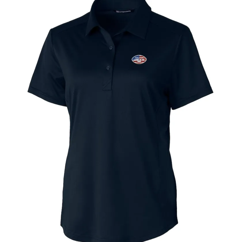 Polos^New York Jets Women's Cutter & Buck Navy Americana Prospect Textured Stretch Polo