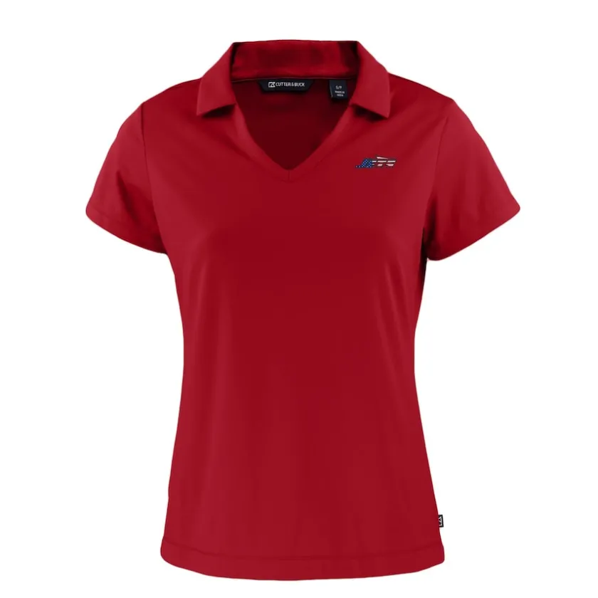 Polos^New York Jets Women's Cutter & Buck Red Americana Daybreak Eco Recycled V-Neck Polo