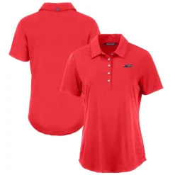 Polos^New York Jets Women's Cutter & Buck Red Coastline Epic Comfort Eco Recycled Polo