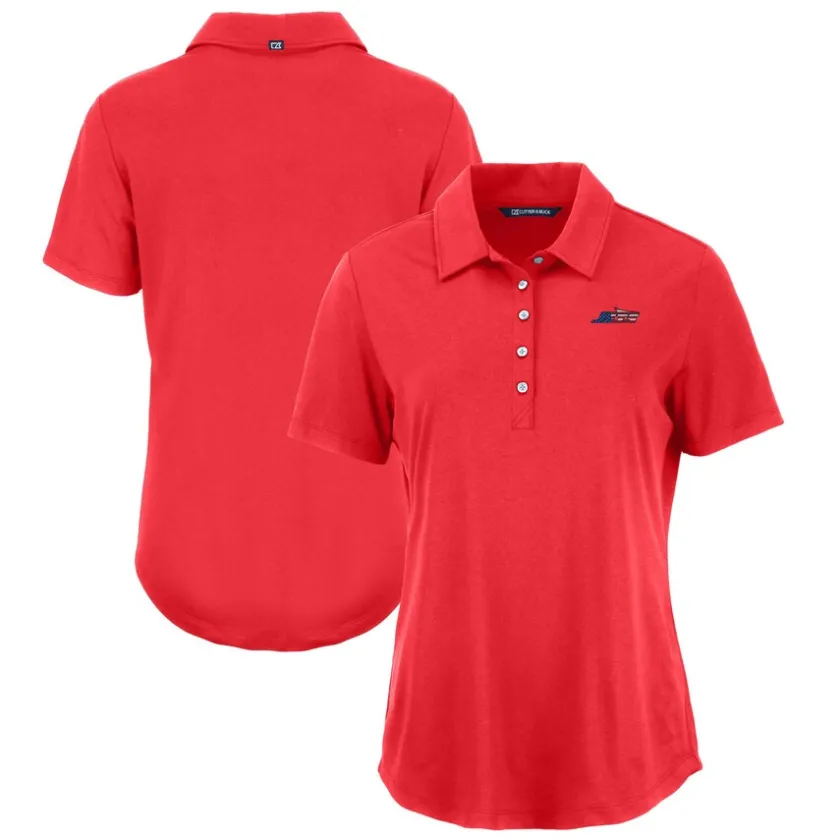 Polos^New York Jets Women's Cutter & Buck Red Coastline Epic Comfort Eco Recycled Polo