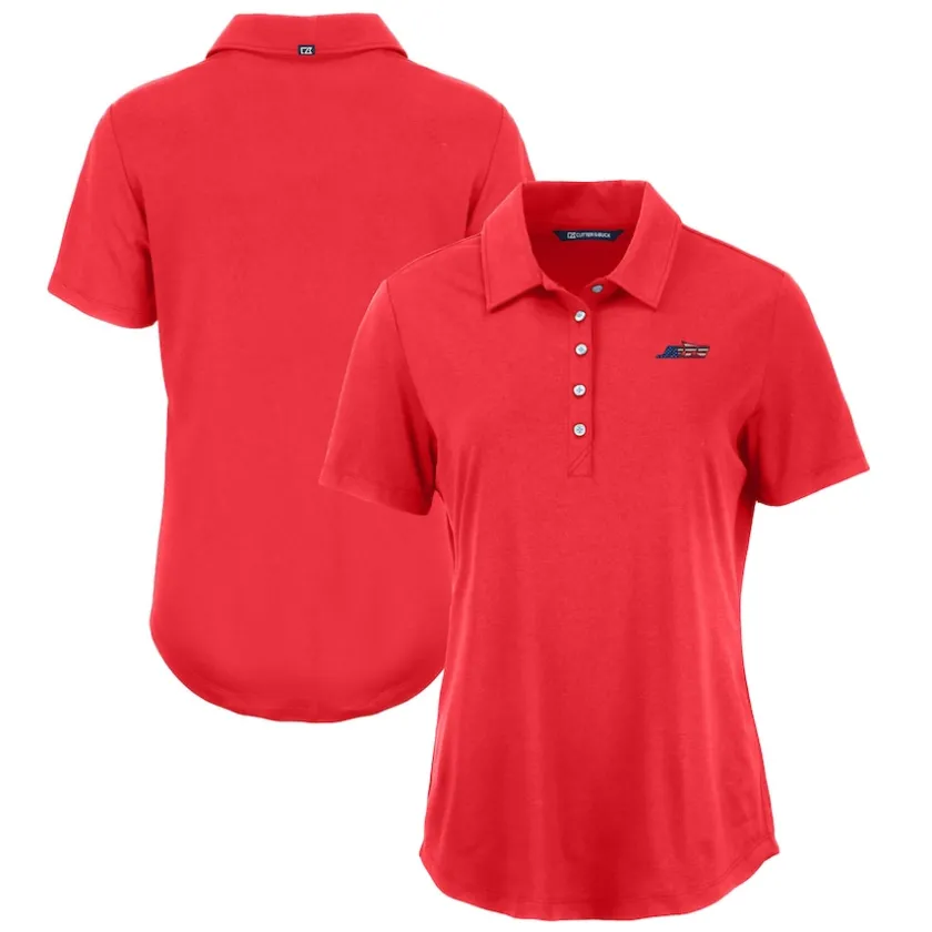 Polos^New York Jets Women's Cutter & Buck Red Coastline Epic Comfort Eco Recycled Polo