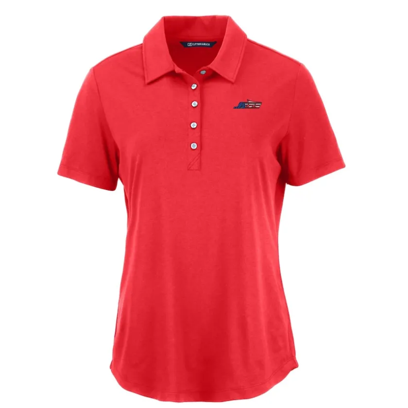 Polos^New York Jets Women's Cutter & Buck Red Coastline Epic Comfort Eco Recycled Polo