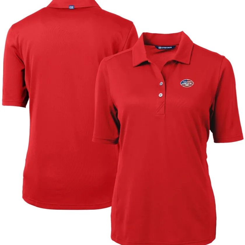 Polos^New York Jets Women's Cutter & Buck Red Virtue Eco Pique Recycled Polo