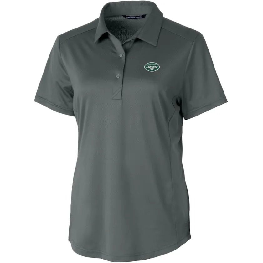 Polos^New York Jets Women's Cutter & Buck Steel Prospect Textured Stretch Polo