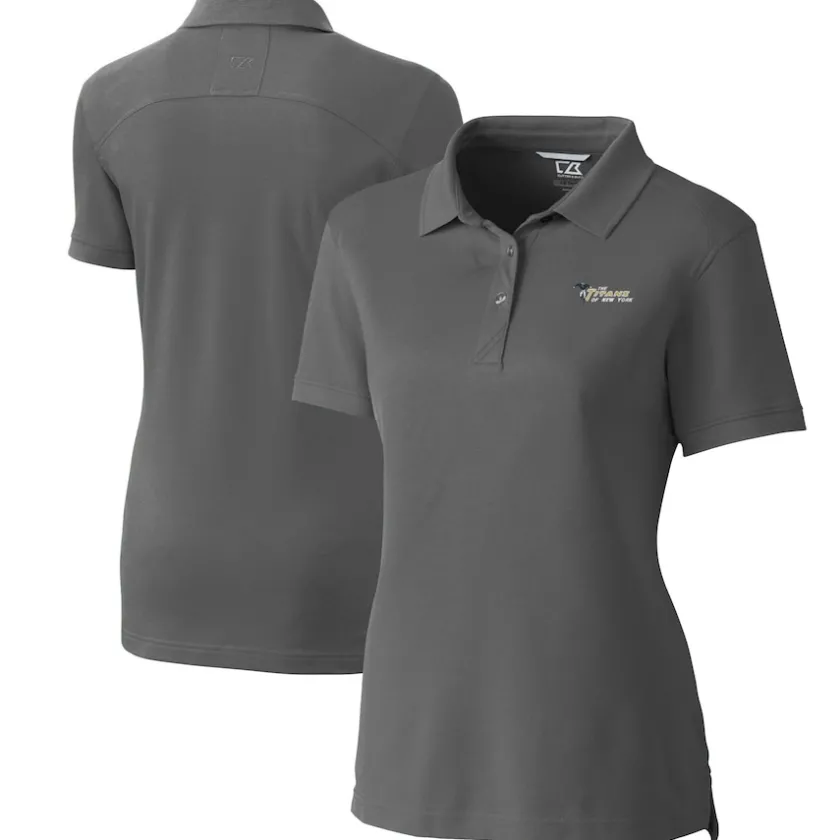 Polos^New York Jets Women's Cutter & Buck Steel Throwback Logo Advantage Tri-Blend Pique Polo