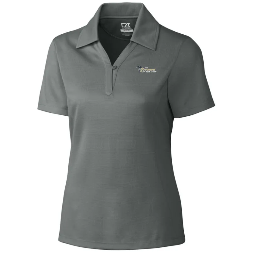 Polos^New York Jets Women's Cutter & Buck Steel Throwback Logo Genre DryTec Textured Polo